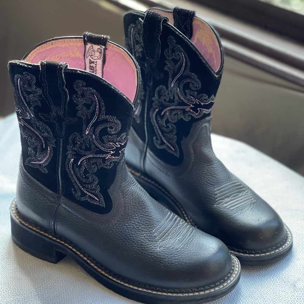 Ariat Black and Purple Western Boots
